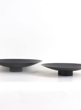 新中式现代金属圆形托盘软装摆件样板房客厅茶几会所花器家居饰品