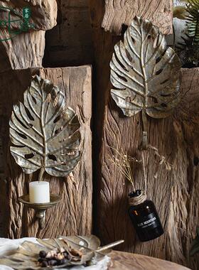 复古做旧装饰墙壁蜡烛台饰品圣诞主题拍摄道具法式金属挂件工艺品