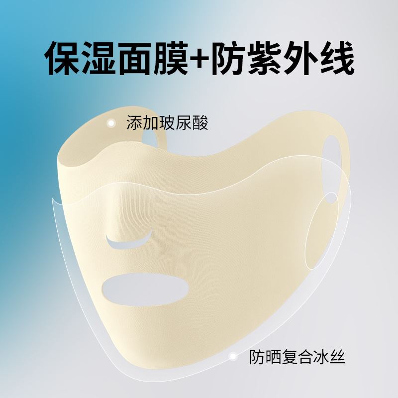 夏季薄款防晒面膜口罩女冰丝防紫外线护全脸骑行透气防风面罩脸罩-图2