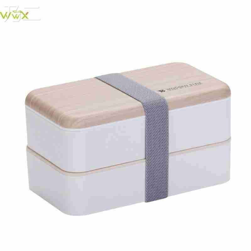 Microwave Double Layer Lunch Box Wooden Bento Box Portable - 图3