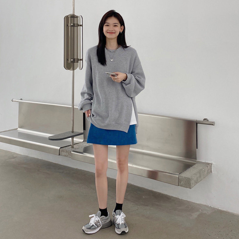 罗莱妃克莱因蓝复古高腰a字裙短裙 罗莱妃半身裙