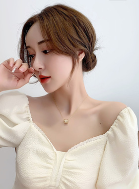 ins风百搭几何锆石项链饰品女新款气质锁骨链女项链小众时尚颈链