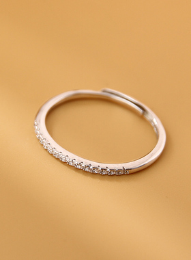 S925银食指戒女开口细面小清新