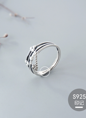 925银链条复古活口小众戒指女