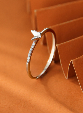 S925银蝴蝶戒指女简约时尚小清新
