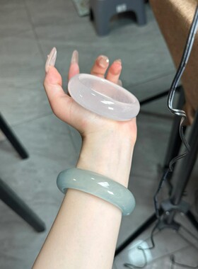 上等玛瑙手镯天然正品白冰玉镯冰透库里蓝高档女款轻奢多样性发一