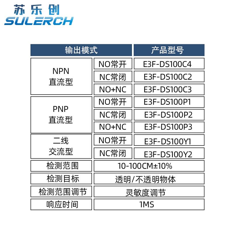 E3F-DS100C4接近漫反射红外感应光电开关传感器 直流三线npn常开 - 图1