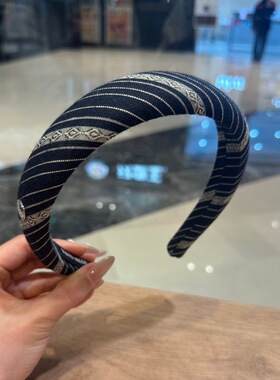 春夏小香风复古牛仔海绵发箍时尚百搭爱心头箍简约高颅顶发饰