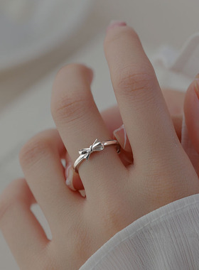 925纯银戒指ins蝴蝶结
