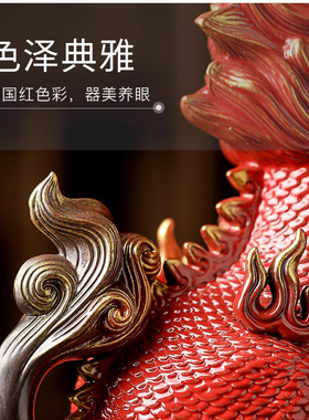 陶瓷麒麟公母一对家用禅意