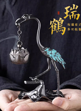 合金瑞鹤香炉大仙鹤莲花悬挂炉