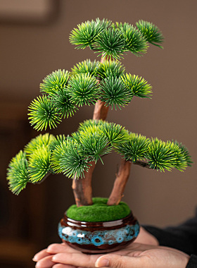 仿真迎客松盆栽假花仿真花