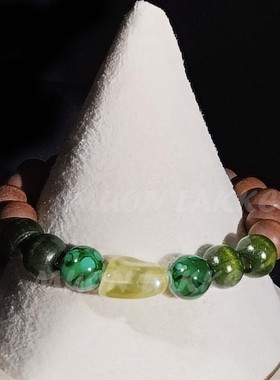 MUON LAKKE/万物生-原创檀木瓷珠春日手链棕色绿色天然手串男女款