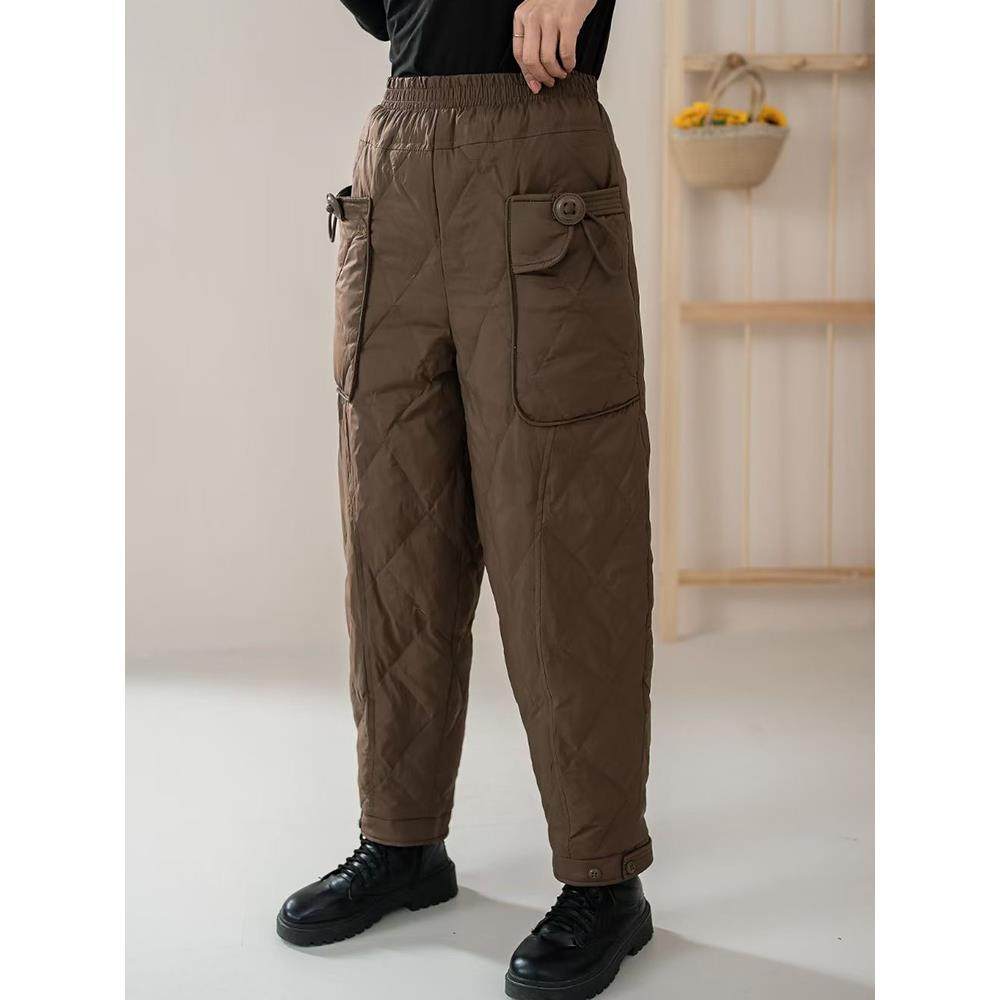 2024冬季新款羽绒裤宽松显瘦小脚裤加厚保暖哈伦裤百搭高腰长裤女,淘宝优惠券,粉丝福利购,淘宝优惠卷