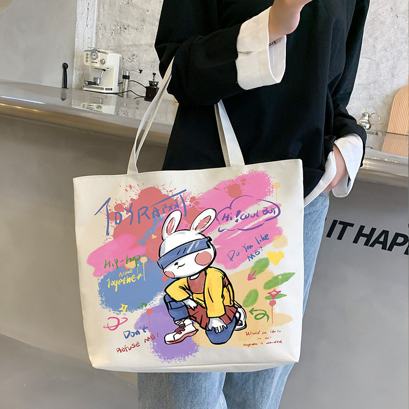 帆布包女2024新款学生大容量手提包文艺学院风简约单肩包印制LOGO,淘宝优惠券,粉丝福利购,淘宝优惠卷