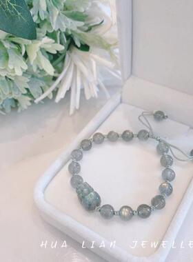 2026「貔貅」日系拉长石貔貅天然灰月光石鼠年森女手链女礼物守护