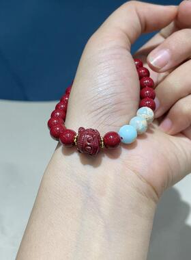 2026朱砂紫金砂搭配寿山石哪吒手串小众设计手链饰品男女款