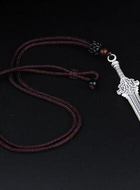 2026泰莉复古乾坤剑泰银吊坠男乾坤宝剑实心个性百搭复古转运项链