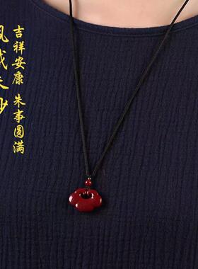 2026紫金砂朱砂如意平安锁吊坠女祥云扣挂件本命年宝宝无事牌项链