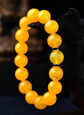 2026五行属土的饰品缺土补土坤为地天然水晶黄玛瑙手链麒麟手串男