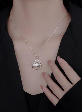 2026爆款平安如意男女宝宝项链新中式水波锁骨链ins风铃铛长命锁