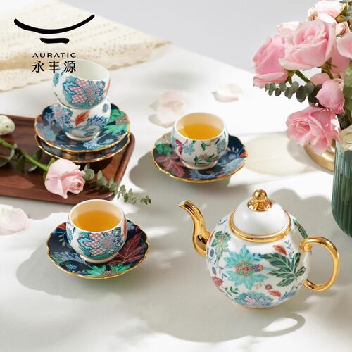 永丰源幸福满园中式功夫茶具套装陶瓷茶杯茶壶高档礼品整套礼盒 - 图0