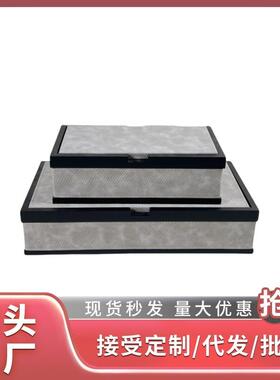 现代简约欧式轻奢编织皮首饰盒收纳盒卧室衣帽间梳妆台售楼处摆件
