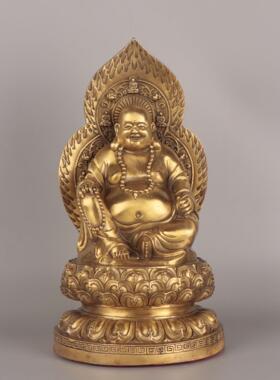 铜弥勒佛铜弥勒佛背光弥勒家居办公室铜工艺品
