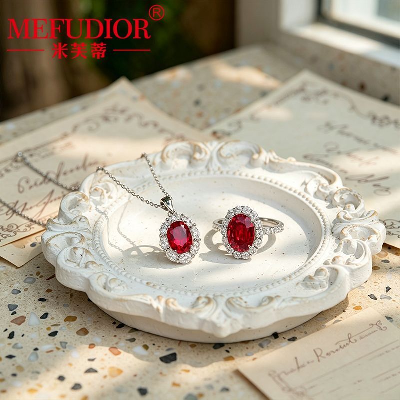 Moissanite 925 silver cultured gemstone jewelry set