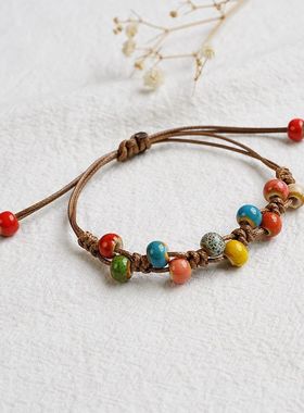 高颜值文艺民族景德镇编织手链