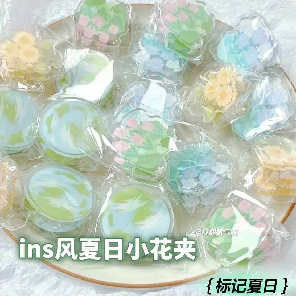 ins风夏日小花透明亚克力便签夹女高颜值超仙手账多功能收纳夹子,淘宝优惠券,粉丝福利购,淘宝优惠卷