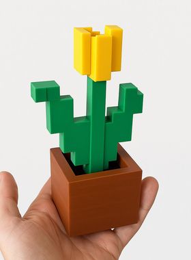 3D打印MC郁金花玫瑰花创意摆件