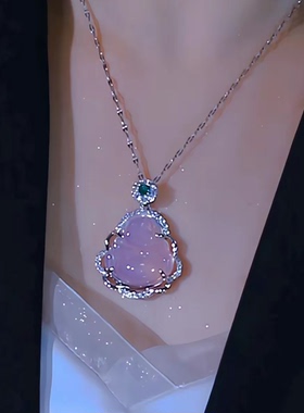 时尚绿色大肚佛吊坠项链