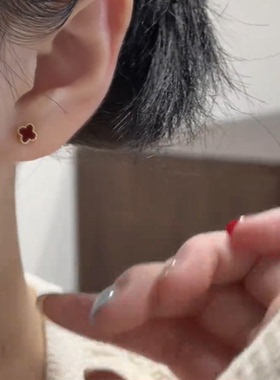 红色小花四件套耳钉女