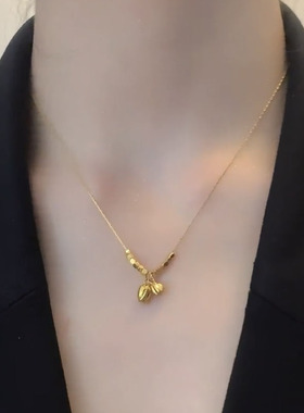 钛钢不掉色步步生莲项链女
