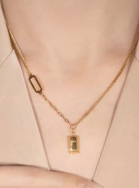 气质设计感拼接暴富金条项链