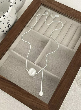 设计感镀银有球必应拉丝项链女