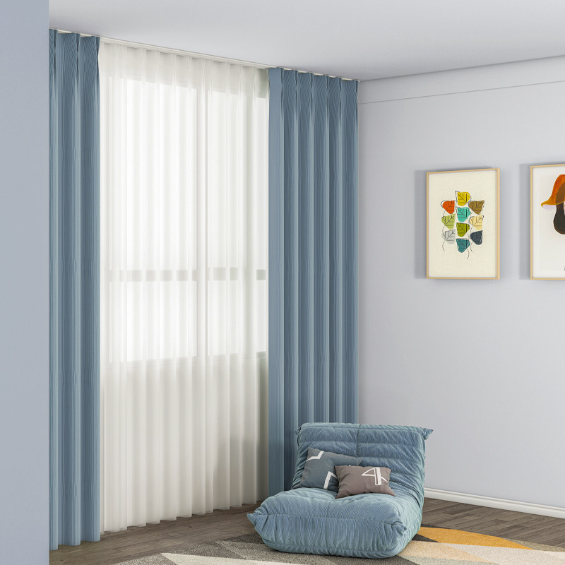 隐形超薄窗帘轨道超静音双轨耐磨滑轮隐藏式无码滑道免打孔顶装