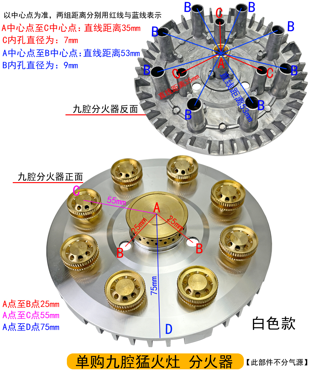 家用液化气天然气灶具猛火灶配件分火器九腔大全改装炉头火盖通用-图1