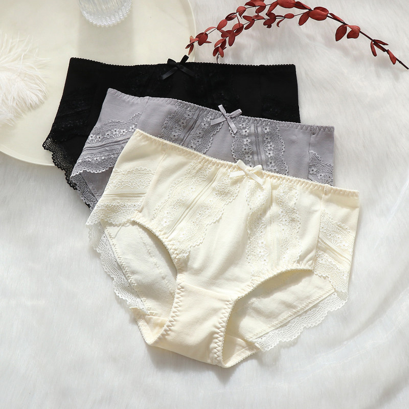 纯棉内裤女中腰2024新款无痕大码全棉裆包臀时尚性感蕾丝女生短裤,淘宝优惠券,粉丝福利购,淘宝优惠卷