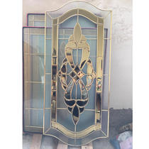 Solid wood aluminum alloy doors and windows light-tight hollow copper strips inlaid glass door art glass door core partition set