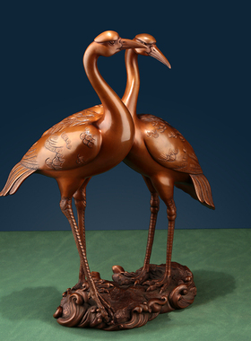 紫铜仙鹤摆件乔迁送长辈装饰礼品