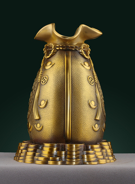 纯黄铜存钱罐硬币储存罐钱袋福袋