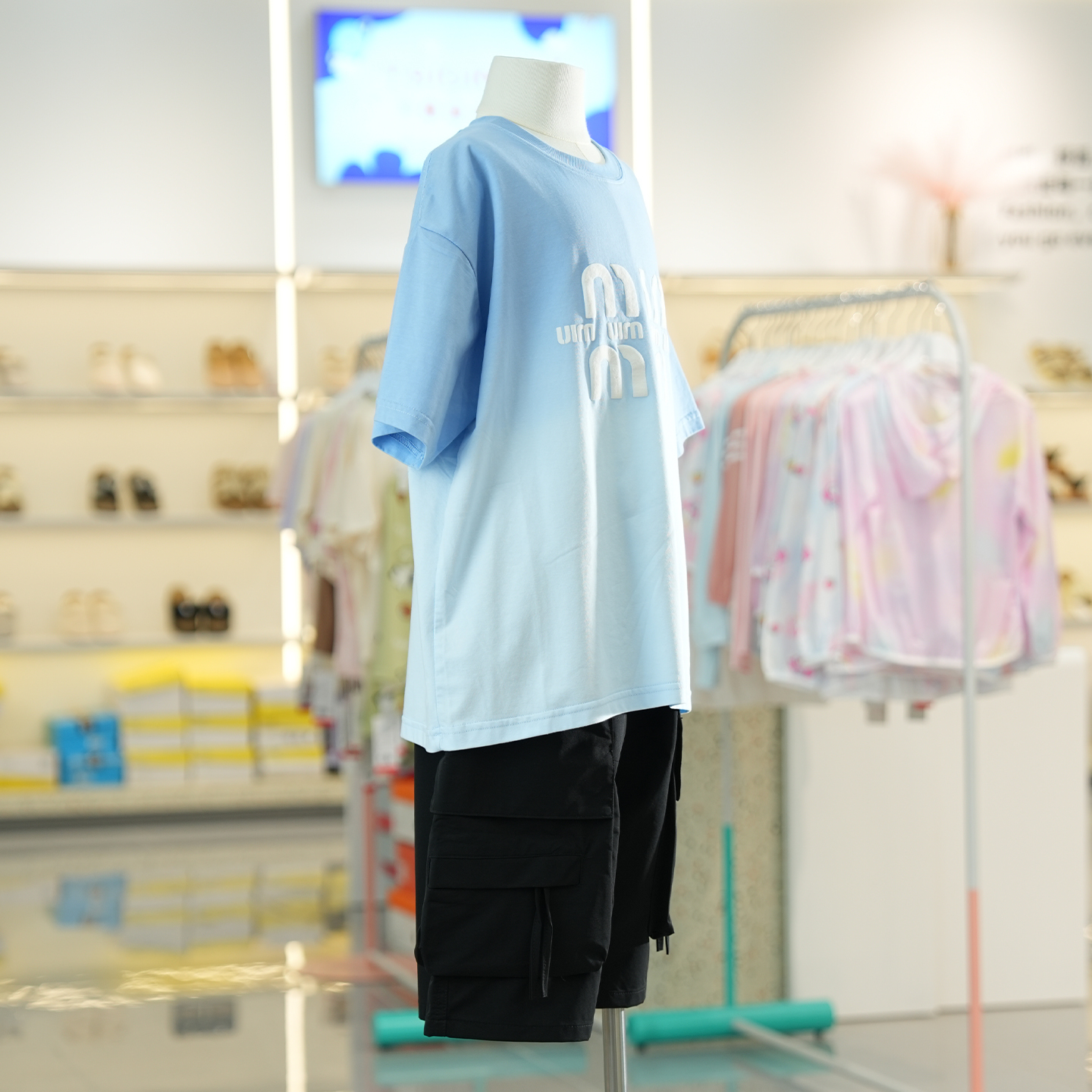 优构良品男童中大童T恤短裤两件套2025新款洋气渐变半袖五分裤潮 - 图1