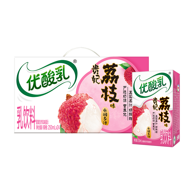 伊利优酸乳时代少年团贵妃荔枝味250ml*24盒儿童成人早餐牛奶饮品