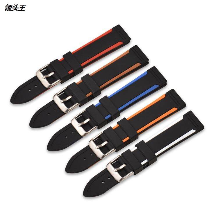 适用三星s4 华为手表快拆生耳双色硅胶表带20/22/24mm运动手表带