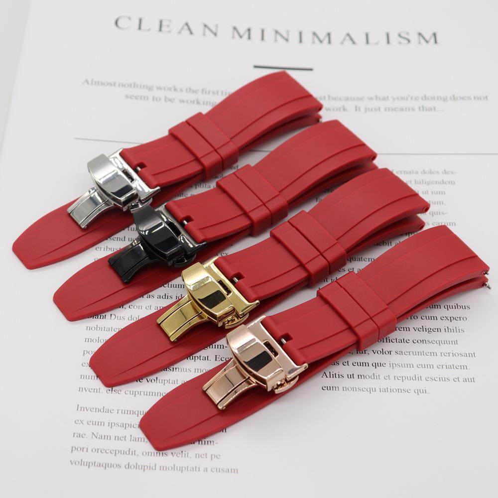 氟橡胶手表带蝴蝶扣 男款运动代用绿水鬼华为GT精工快拆表带22mm