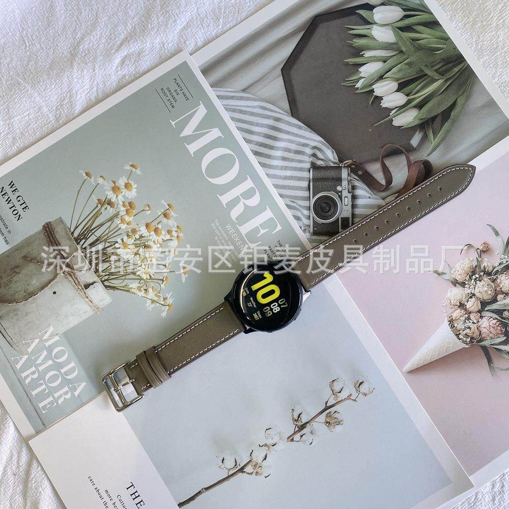 适用华为GT1/2三星gear S2/S3华米Amazfit1/2双面真皮表带20/22mm