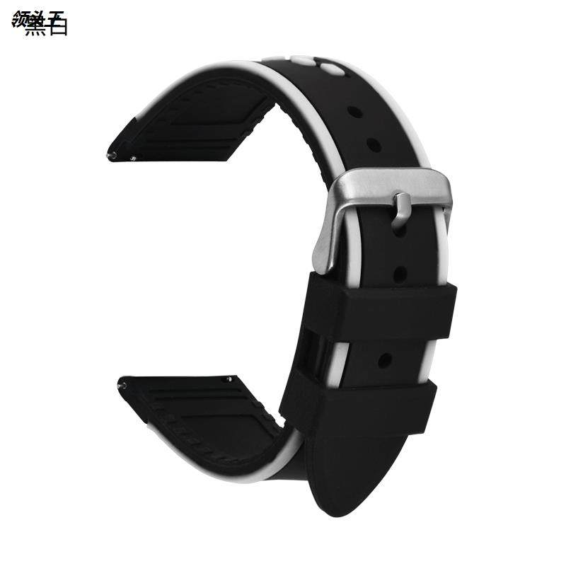 适用三星s4 华为手表快拆生耳双色硅胶表带20/22/24mm运动手表带