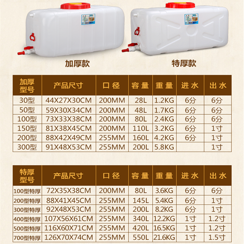 特厚食品级大水桶塑料桶家用带盖储水桶大号卧式水箱长方形蓄水塔-图0